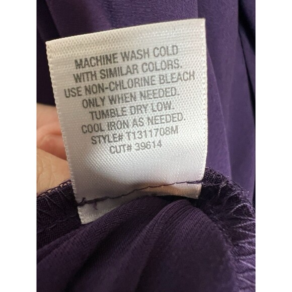 Dressbarn Women's Purple Sleeveless Faux Wrap Ruched Dress Size 12 (M) Stretchy - Picture 9 of 10